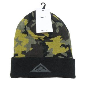 Nike Trail Running Beanie One Size Fit Olive Black Camo Dri-Fit NEW